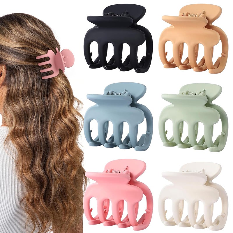 USDNICE 6 Pcs Hair Clips Small Claw Clips for Thin Hair Medium Matte Non-slip Hair Accessories for Women and Girls (Colorful) - Image 1
